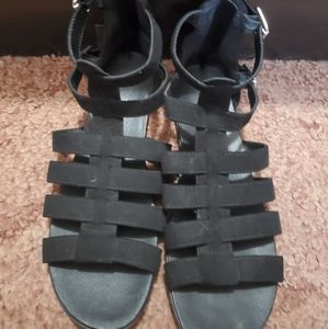 Black zip-up sandals